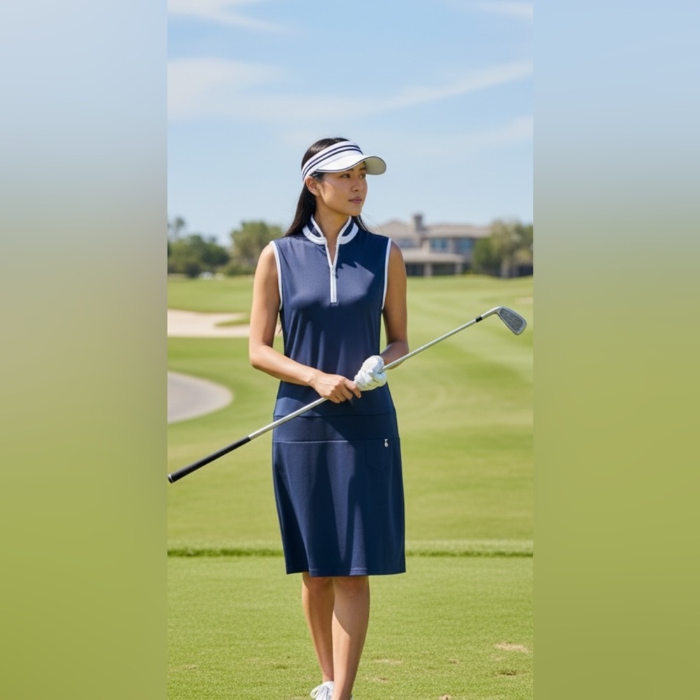 Daily Sports XL Navy Sleeveless Golf Dress Quarter Zip Athletic
